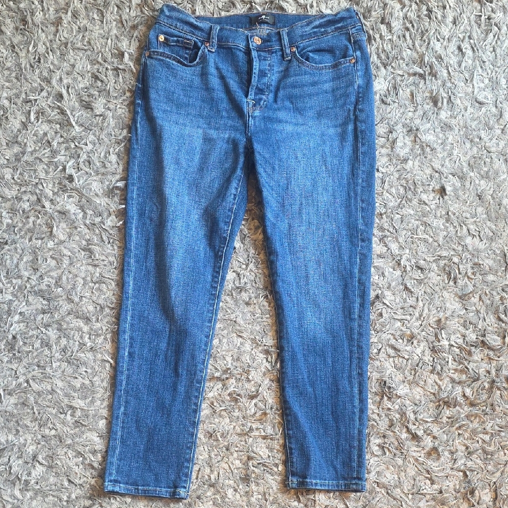 7 For All Mankind Button Fly Josefina Crop Jeans Sz 29